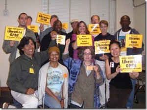 Teresa LeYung Ryan and fellow library advocates show up at Save-the-Libraries meetings